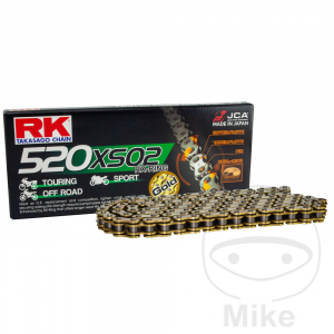Losse motorketting 520 (5/8 x 1/4) per 2 schakels RK 520 XSO2 goud-zwart  (RX-Ring)