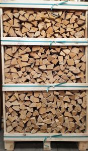 Pallet ca. 2 kuub ovengedroogd berkenhout (afgehaald)
