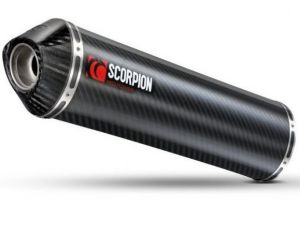 Scorpion Slip-On uitlaat Factory Oval Carbon + carbon eindkap voor Suzuki SV650